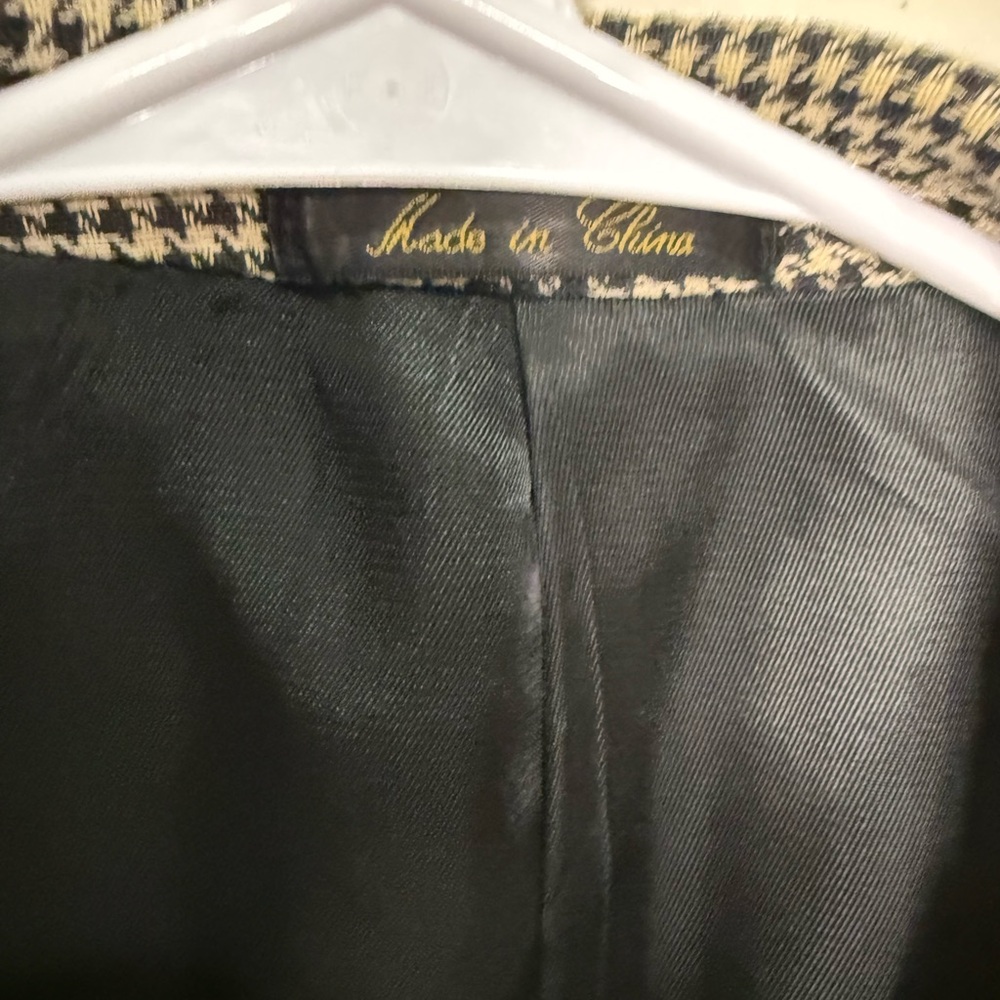 Vintage RARE Guy Laroche 100% Silk Houndstooth Blazer Men's 40R Double Breasted - Picture 2 of 12